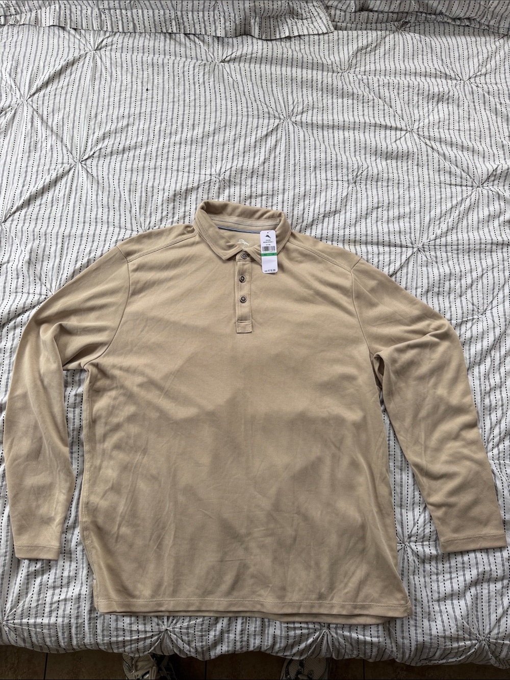 Tommy Bahama Men's Long-Sleeve Polo in Tan